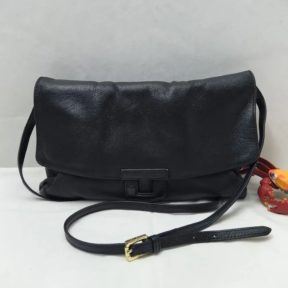 Tory Burch Black Leather Flap Closure Crossbody Bag